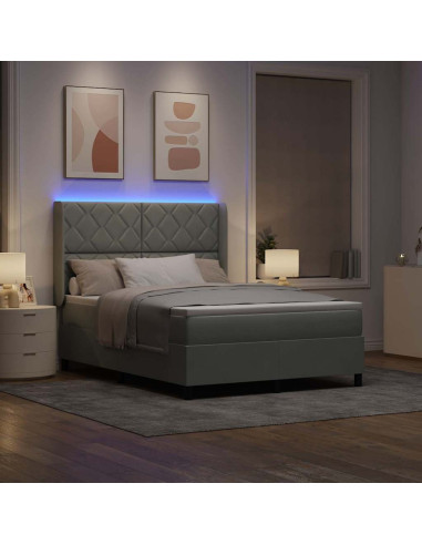 Letto a molle con testiera Grigio chiaro 160 x 200 cm Velluto