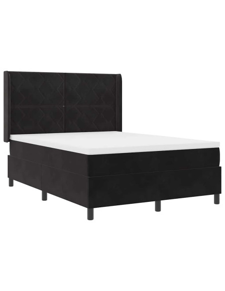 Letto a molle con strisce LED Nero 160 x 200 cm Velluto