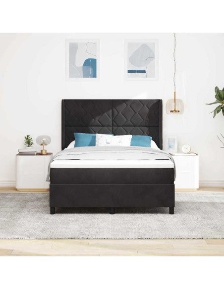 Letto a molle con strisce LED Nero 160 x 200 cm Velluto