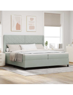 Letto a molle con testiera Grigio chiaro 200 x 200 cm Velluto