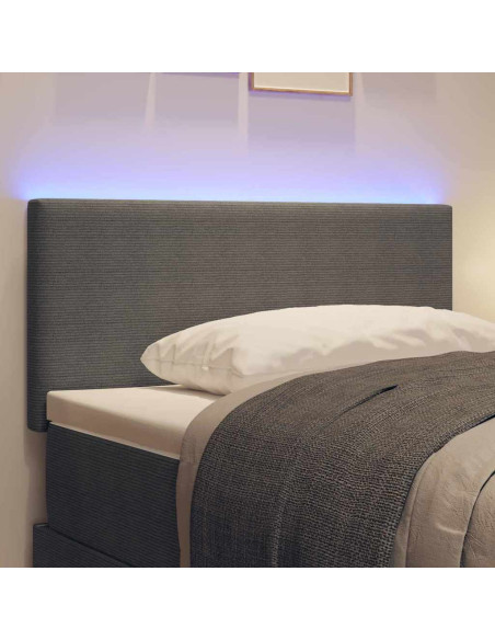 Testiera LED con testiera Grigio chiaro 100 cm Tessuto in Cords