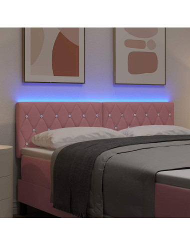 Testiera LED con strisce LED con testiera Rosa 144 cm Velluto