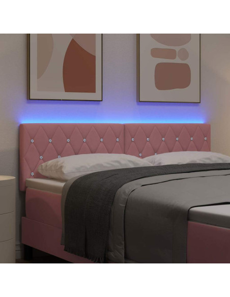 Testiera LED con strisce LED con testiera Rosa 144 cm Velluto