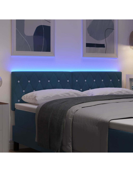 Testiera LED con strisce LED Blu Scuro 160 cm Velluto