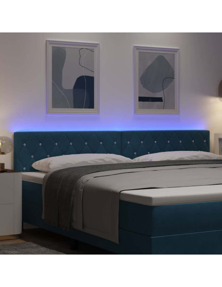 Testiera LED con strisce LED Blu Scuro 200 cm Velluto