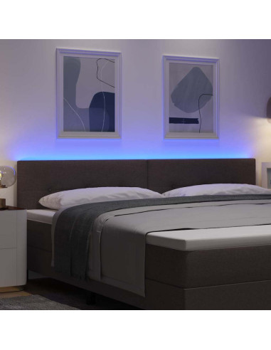 Testiera LED con strisce LED Marrone Scuro 200 cm Tessuto