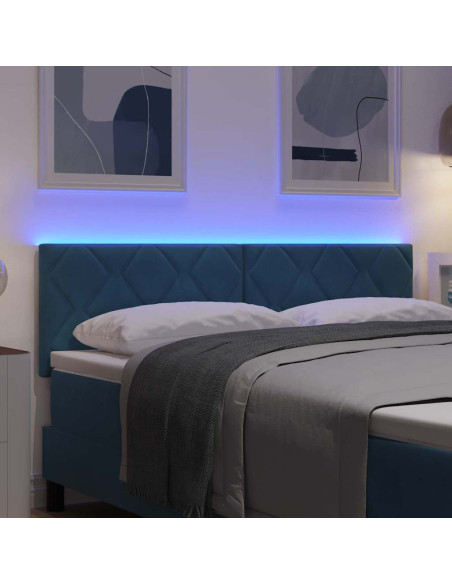 Testiera LED Blu Scuro 160 cm Velluto