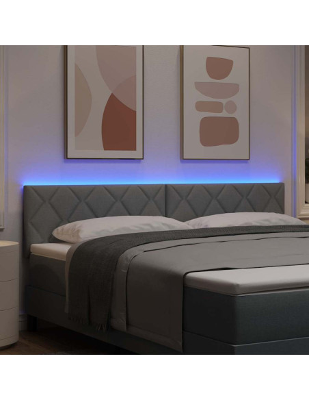 Testiera LED Grigio chiaro 180 cm Tessuto