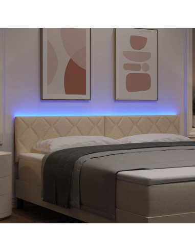 Testiera LED Crema 180 cm Tessuto