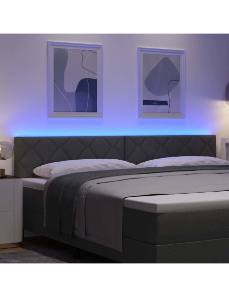 Testiera LED Grigio 200 cm Tessuto