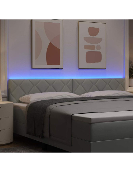 Testiera LED Grigio chiaro 200 cm Velluto