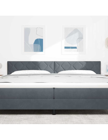 Testiera LED Grigio scuro 200 cm Velluto