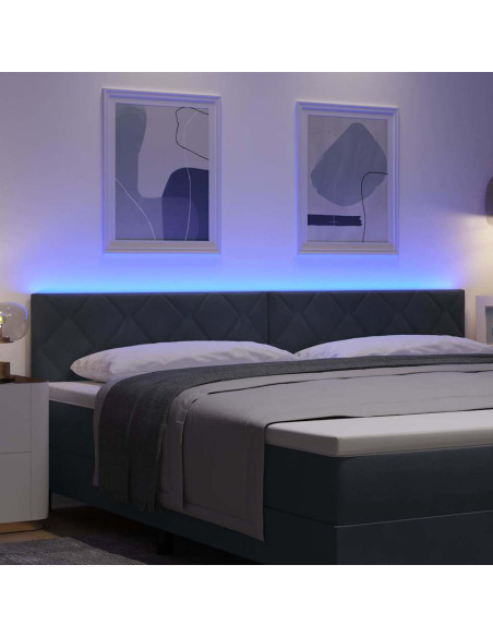 Testiera LED Grigio scuro 200 cm Velluto