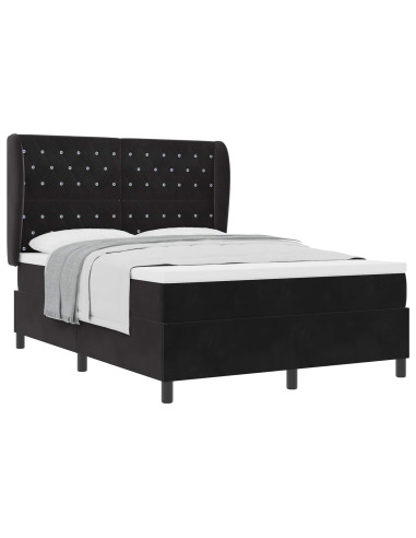 Letto a molle con materasso Nero 190 x 140 cm Velluto