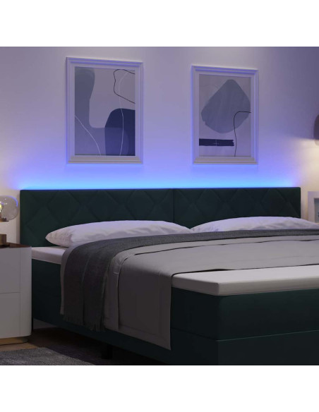Testiera LED Verde Scuro 200 cm Velluto