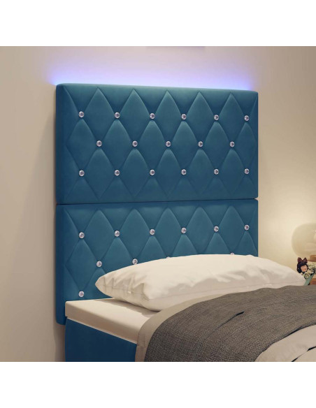 Testiera LED con strisce LED Blu Scuro 80 cm Velluto