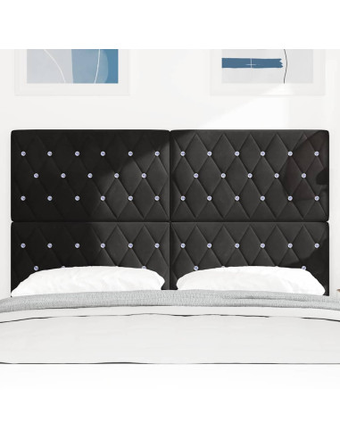 Testiera LED con strisce LED con testiera Nero 144 cm Velluto