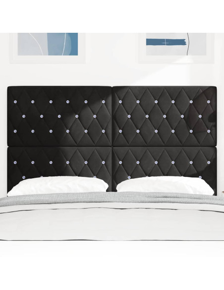 Testiera LED con strisce LED con testiera Nero 144 cm Velluto