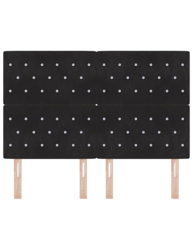 Testiera LED con strisce LED con testiera Nero 144 cm Velluto