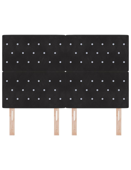 Testiera LED con strisce LED con testiera Nero 144 cm Velluto