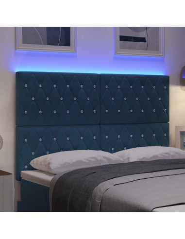Testiera LED con strisce LED Blu Scuro 160 cm Velluto