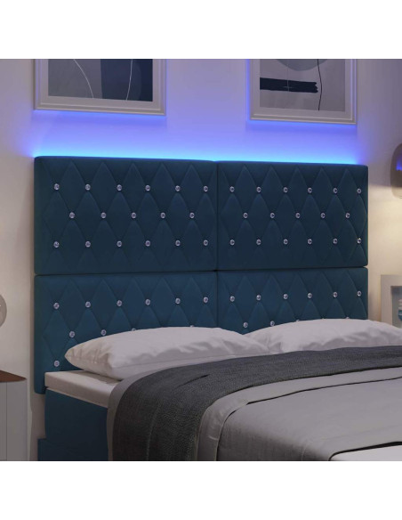 Testiera LED con strisce LED Blu Scuro 160 cm Velluto