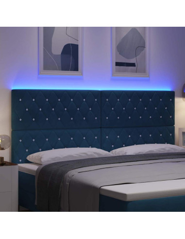 Testiera LED con strisce LED Blu Scuro 200 cm Velluto