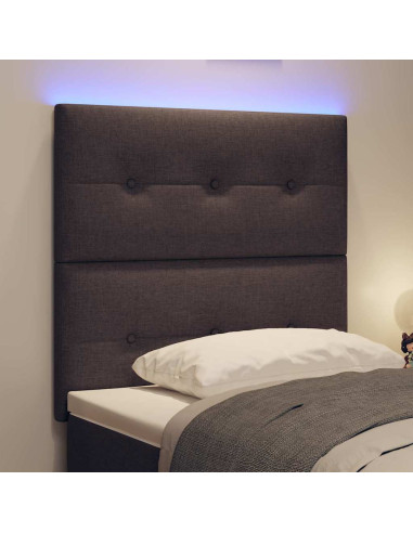 Testiera LED con strisce LED Marrone Scuro 100 cm Tessuto