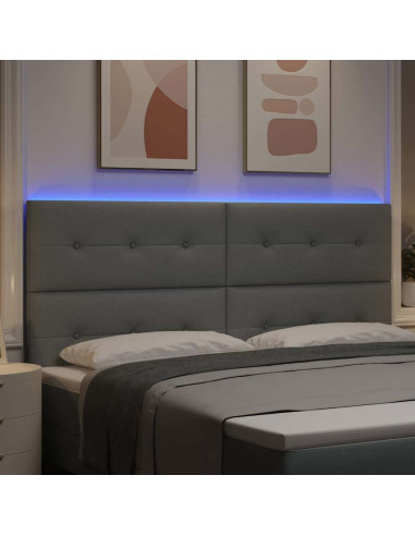 Testiera LED con strisce LED Grigio chiaro 200 cm Tessuto