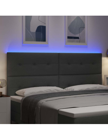 Testiera LED con strisce LED Grigio scuro 200 cm Tessuto