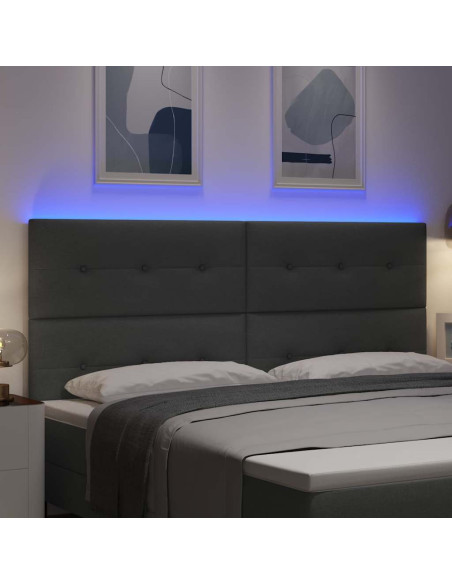 Testiera LED con strisce LED Grigio scuro 200 cm Tessuto