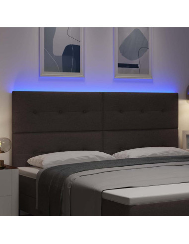 Testiera LED con strisce LED Marrone Scuro 200 cm Tessuto