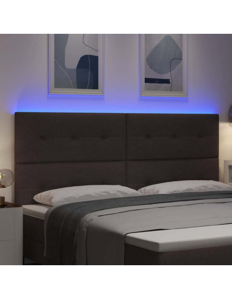 Testiera LED con strisce LED Marrone Scuro 200 cm Tessuto
