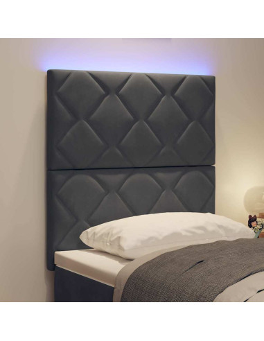 Testiera LED Grigio scuro 80 cm Velluto