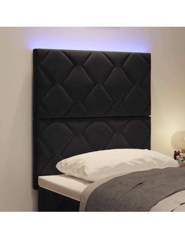 Testiera LED Nero 80 cm Velluto