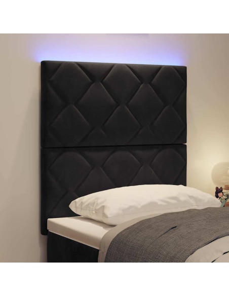 Testiera LED Nero 80 cm Velluto