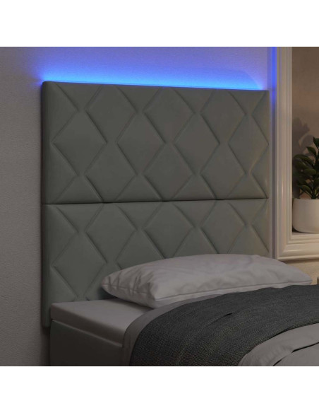 Testiera LED Grigio chiaro 100 cm Velluto