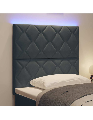 Testiera LED Grigio scuro 100 cm Velluto
