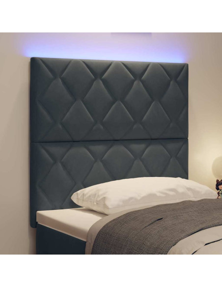 Testiera LED Grigio scuro 100 cm Velluto