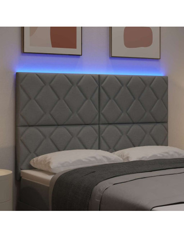 Testiera LED Grigio chiaro 144 cm Tessuto