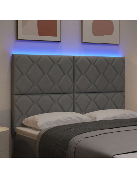 Testiera LED Grigio chiaro 144 cm Tessuto