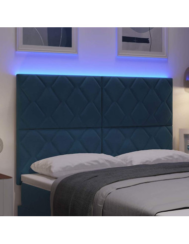 Testiera LED Blu Scuro 144 cm Velluto