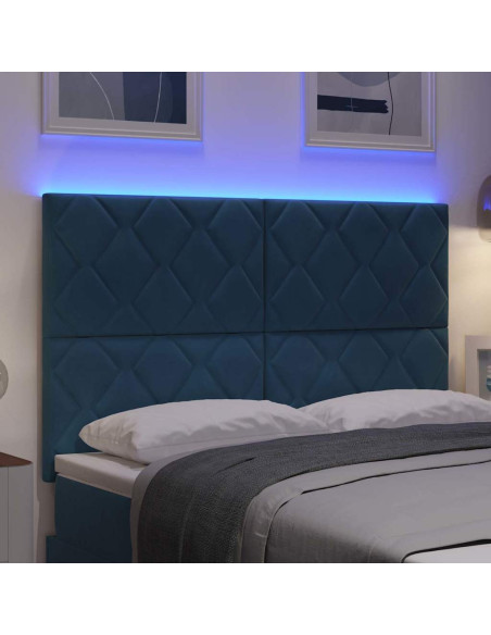 Testiera LED Blu Scuro 144 cm Velluto