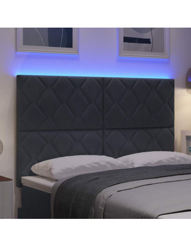Testiera LED Grigio scuro 160 cm Velluto