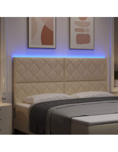 Testiera LED Crema 180 cm Tessuto