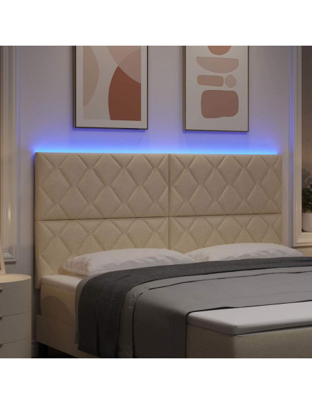 Testiera LED Crema 180 cm Tessuto