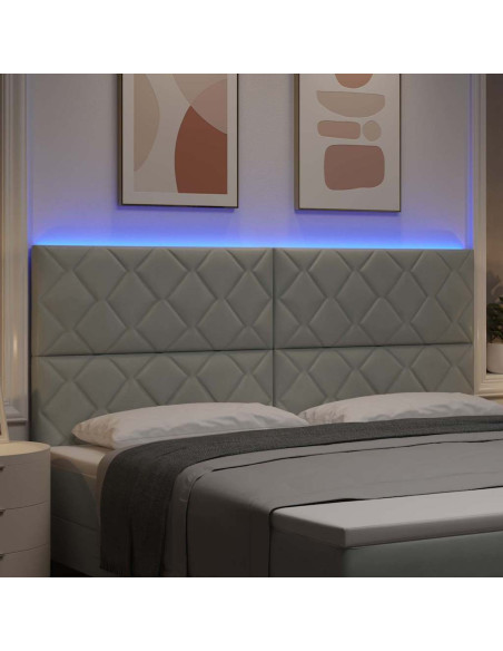 Testiera LED Grigio chiaro 200 cm Velluto