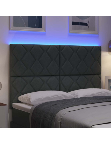 Testiera LED Grigio 144 cm Tessuto