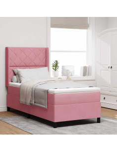 Letto a molle con testiera Rosa 100 x 200 cm Velluto