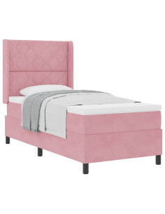 Letto a molle con testiera Rosa 100 x 200 cm Velluto 2